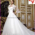A-line White Tulle Lace Bridal Gown  Strapless Wedding Dress Free Long SleevesJacket