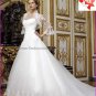 A-line White Tulle Lace Bridal Gown Strapless Wedding Dress Free Long SleevesJacket