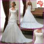 A-line White Organza Lace Bridal Gown Strapless Free Long Sleeves Wedding Dress