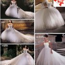 A-line White Lace Applqiue Tulle Bridal Gown Sz24 6 8 10+Corset Top Wedding Dress Cathedral Train