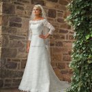 Discount  Alencon Lace A-line Bridal Gown Custom Off Shoulder Ivory White Lace Wedding Dress