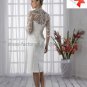 Hot Sale White Satin Short Bridal Gown Knee Length Prom Dress Free Lace Jacket Sheath Wedding Dress