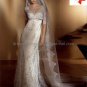 A-line White Lace Bridal Gown V-neck Long Sleeves Wedding Dress Free Silver Sash
