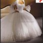 A-line White Lace Applqiue Tulle Bridal Gown Sz24 6 8 10+Corset Top Wedding Dress Cathedral Train