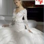 A-line White Lace Bridal Gown Strapless Long Sleeves Lace top Wedding Dress