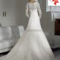 A-line White Lace Bridal Gown Strapless Long Sleeves Lace top Wedding Dress