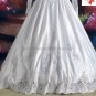 A-line White Lace Beaded Satin Bridal Gown Round-neck Long Sleeves Wedding Dress CHAPEL Train