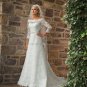 Alencon Lace A-line Bridal Gown Custom Off Shoulder Ivory White Lace Wedding Dress 3/4 Long Sleeves