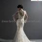 Good Lace Mermaid Bridal Gown Custom Ivory White Lace Wedding Dress High Neck Long Sleeves