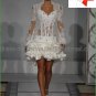 A-line Mini White Satin Lace Short Bridal Gown Knee Length Prom Dress Long Sleeves Wedding Dress