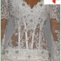 A-line Mini White Satin Lace Short Bridal Gown Knee Length Prom Dress Long Sleeves Wedding Dress