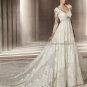 V-neck Long Sleeves Eclipse Jeweled Empire Waist Bridal Gown White Alencon Lace A-line Wedding Dress