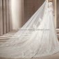 V-neck Long Sleeves Eclipse Jeweled Empire Waist Bridal Gown White Alencon Lace A-line Wedding Dress