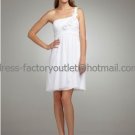 A-line Mini White Chiffon Short Bridal Evening Dress One Shoulder Knee Length Beach Wedding Dress