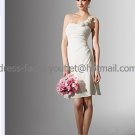 Sheath Mini White Chiffon Short Bridal Evening Dress One SHoulder Tea Length Beach Wedding Dress