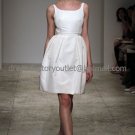 A-line Mini White Taffeta Short Bridal Evening Dress Bridesmaid Dress Little Beach Wedding Dress