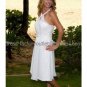 A-line Mini White Chiffon Taffeta Short Bridal Evening Dress Halter Tea Length Wedding Dress