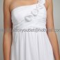 A-line Mini White Chiffon Short Bridal Evening Dress One Shoulder Knee Length Beach Wedding Dress