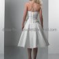 A-line Mini White Taffeta Short Bridal Evening Dress 2 Straps Tea Length Beach Wedding Dress