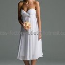 A-line White Chiffon Beaded Short Evening Dress Bridesmaid Dress Strapless Beach Wedding Dress
