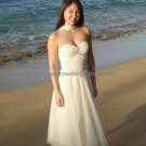 A-line White Taffeta Tulle Simple Short Evening Dress Bridesmaid Dress Strapless Beach Wedding Dress