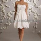 A-line White Pleated Taffeta Short Evening Dress Bridesmaid Dress Strapless Beach Wedding Dress