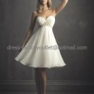 A-line Pleated Ivory Chiffon Short Evening Dress Bridesmaid Dress Strapless Beach Wedding Dress