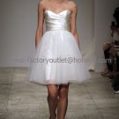 A-line White Pleated SATIN Tulle Short Evening Dress Bridesmaid Dress Strapless Beach Wedding Dress