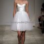 A-line White Pleated SATIN Tulle Short Evening Dress Bridesmaid Dress Strapless Beach Wedding Dress