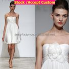 A-line Pleated White Chiffon Short Evening Dress Bridesmaid Dress Strapless Beach Wedding Dress