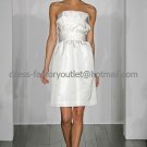 Wholesale Sheath White Pleated Taffeta Short Evening Dress Bridesmaid Dress Strapless Wedding Dress