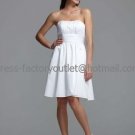 Wholesale A-line White Pleated Satin Short Evening Dress Bridesmaid Dress Strapless Wedding Dress