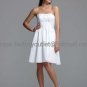 Wholesale A-line White Pleated Satin Short Evening Dress Bridesmaid Dress Strapless Wedding Dress