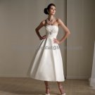 Wholesale A-line  Short White Evening Dress Bridesmaid Dress Strapless Ankle Length Wedding Dress