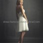 A-line Pleated Ivory Chiffon Short Evening Dress Bridesmaid Dress Strapless Beach Wedding Dress