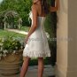 A-line White Taffeta Lace Short Evening Dress Bridesmaid Dress Strapless Beach Wedding Dress
