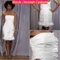 A-line White Pleated Taffeta Short Evening Dress Bridesmaid Dress Strapless Beach Wedding Dress
