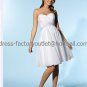 A-line White Beaded Taffeta Short Evening Dress Bridesmaid Dress Strapless Beach Wedding Dress