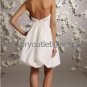 A-line White Pleated Taffeta Short Evening Dress Bridesmaid Dress Strapless Beach Wedding Dress