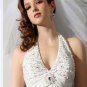 A-line Short White Chiffon Evening Dress Bridesmaid Dress Sleevelss Halter Tea Length Wedding Dress