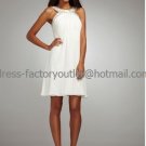 Short White Chiffon Evening Dress Bridesmaid Dress Beaded Halter Knee Length Wedding Dress