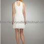 Sheath Short White Taffeta Evening Dress Bridesmaid Dress Sexy Halter Knee Length Wedding Dress