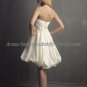 A-line Short White Taffeta Evening Dress Bridesmaid Dress 2 Thin Straps Knee Length Wedding Dress