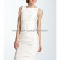 Sheath Pleated White Taffeta Evening Dress Bridesmaid Dress Boat Neck Knee Length Wedding Dress