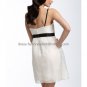 A-line Short White Organza Black Sash Evening Dress Bridesmaid Dress Knee Length Wedding Dress