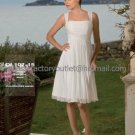 A-line Pleated Ivory Chiffon Short Evening Dress Bridesmaid Dress Sleevless Beach Wedding Dress