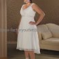 A-line White Chiffon Plus Size Bridal Evening Dress Sleeveless V-neck Calf Length Wedding Dress