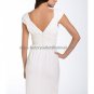 A-line Short White Chiffon Evening Dress Bridesmaid Dress Cap Sleeves V-neck Beach Wedding Dress