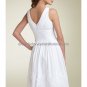 A-line Short White Chiffon Evening Dress Bridesmaid Dress Sleevelss V-neck Knee Length Wedding Dress