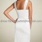 A-line Short White Satin Evening Dress Bridesmaid Dress Sleevelss Halter Knee Length Wedding Dress